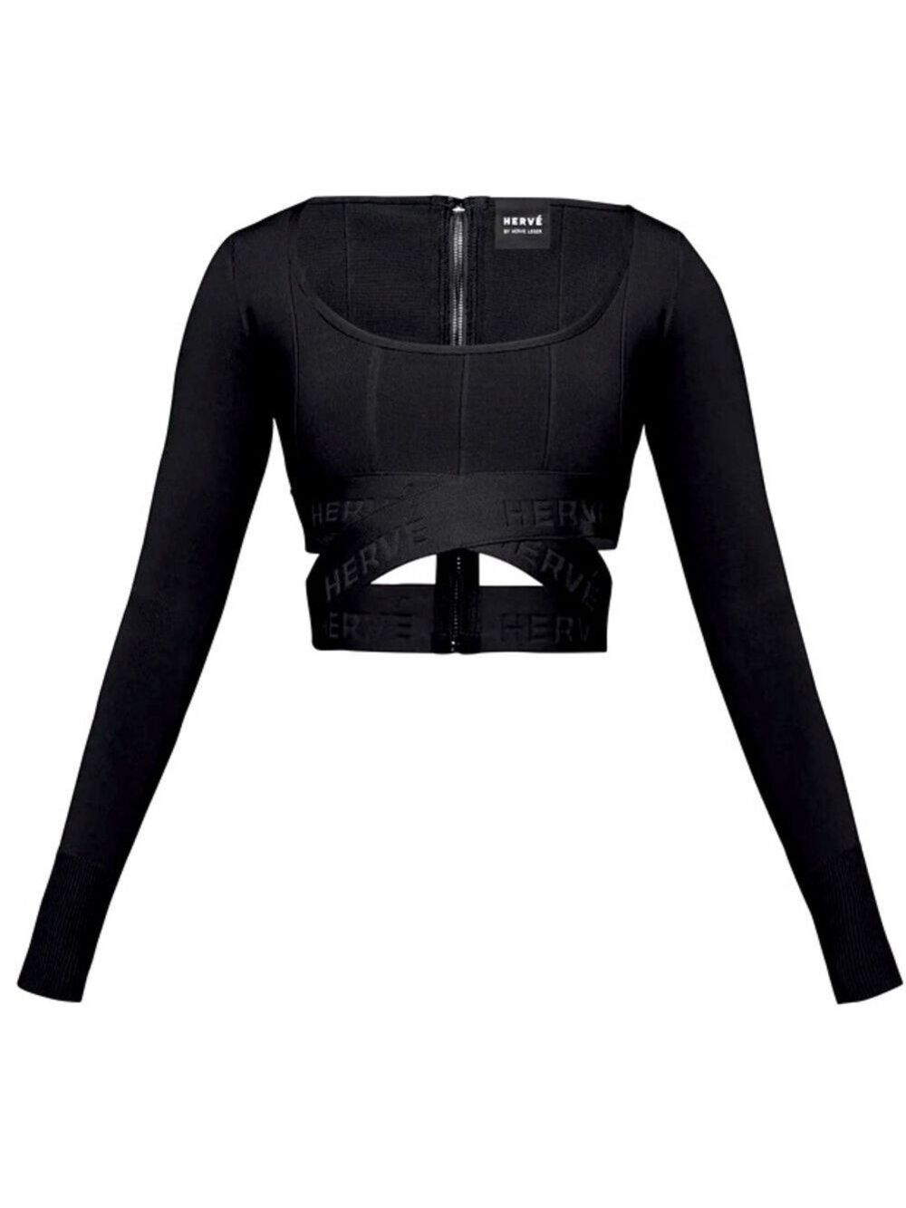 Herve Leger Black Bandage Bodycon Crop Top Size M